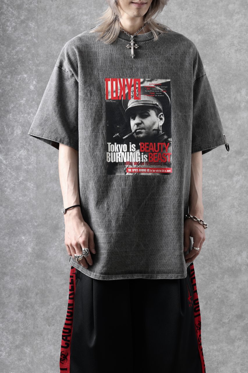 画像をギャラリービューアに読み込む, beauty : beast x CVTVLIST S/S TEE "TOKYO BURNING" (G.BLACK)