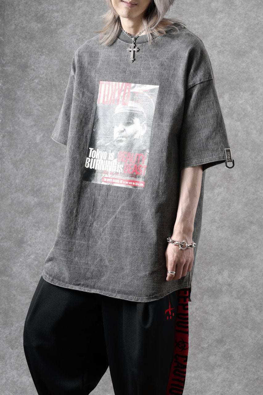 画像をギャラリービューアに読み込む, beauty : beast x CVTVLIST S/S TEE &quot;TOKYO BURNING&quot; (G.BLACK)