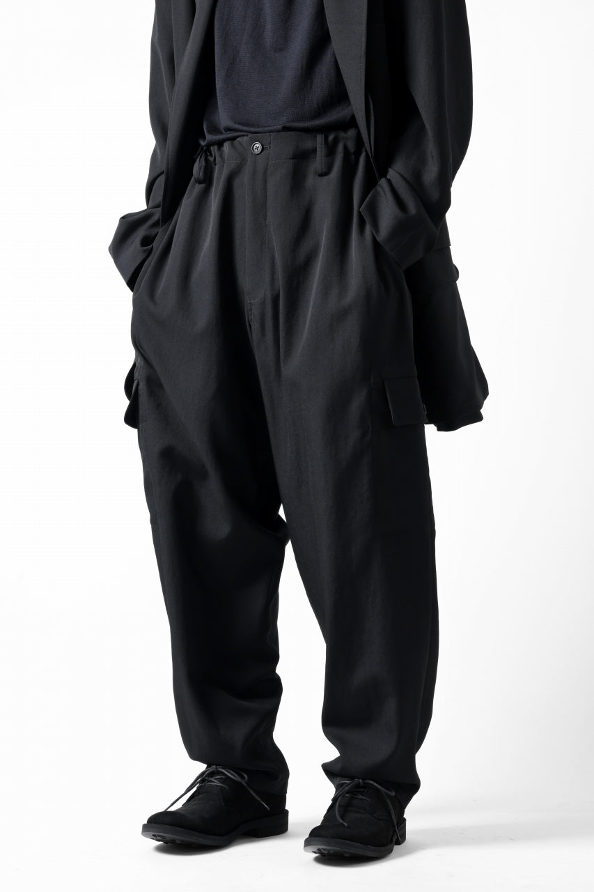 画像をギャラリービューアに読み込む, Y's for men SIDE TUCK CARGO POCKET PANTS / WRINKLED GABARDINE (BLACK)