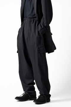 画像をギャラリービューアに読み込む, Y's for men SIDE TUCK CARGO POCKET PANTS / WRINKLED GABARDINE (BLACK)