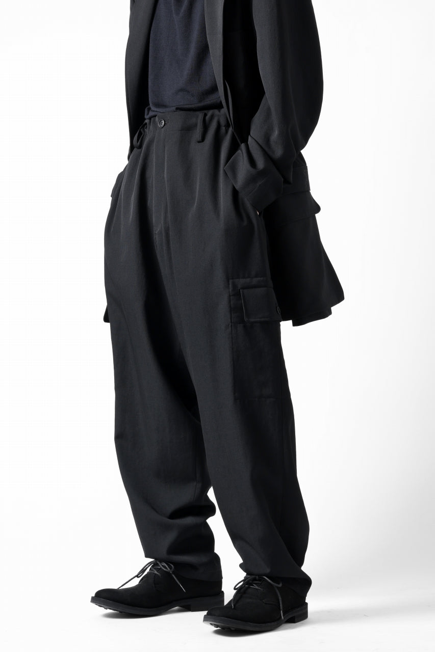 画像をギャラリービューアに読み込む, Y's for men SIDE TUCK CARGO POCKET PANTS / WRINKLED GABARDINE (BLACK)
