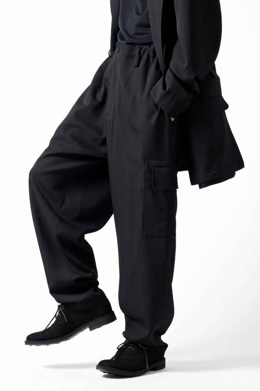 画像をギャラリービューアに読み込む, Y's for men SIDE TUCK CARGO POCKET PANTS / WRINKLED GABARDINE (BLACK)