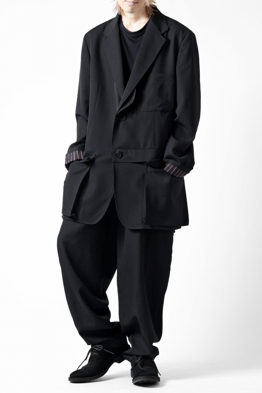 画像をギャラリービューアに読み込む, Y's for men SHAVED CLOTH JACKET / WRINKLED GABARDINE (BLACK)