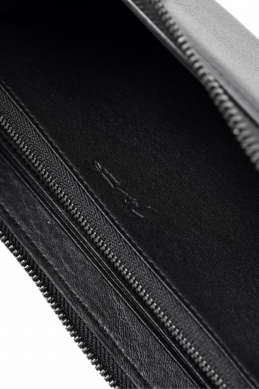 画像をギャラリービューアに読み込む, discord Yohji Yamamoto Signature Long Wallet / Shrink Cow Skin Leather (BLACK)