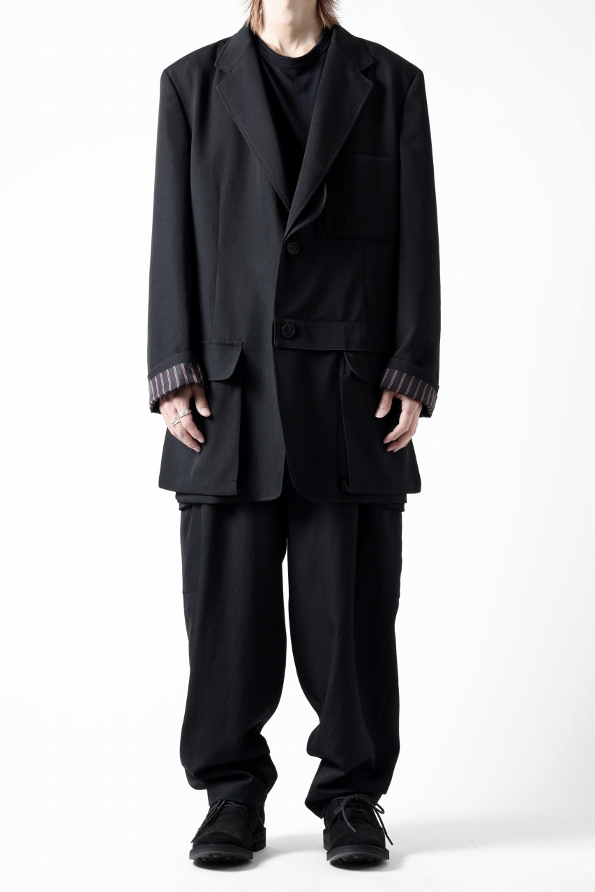 画像をギャラリービューアに読み込む, Y's for men SHAVED CLOTH JACKET / WRINKLED GABARDINE (BLACK)