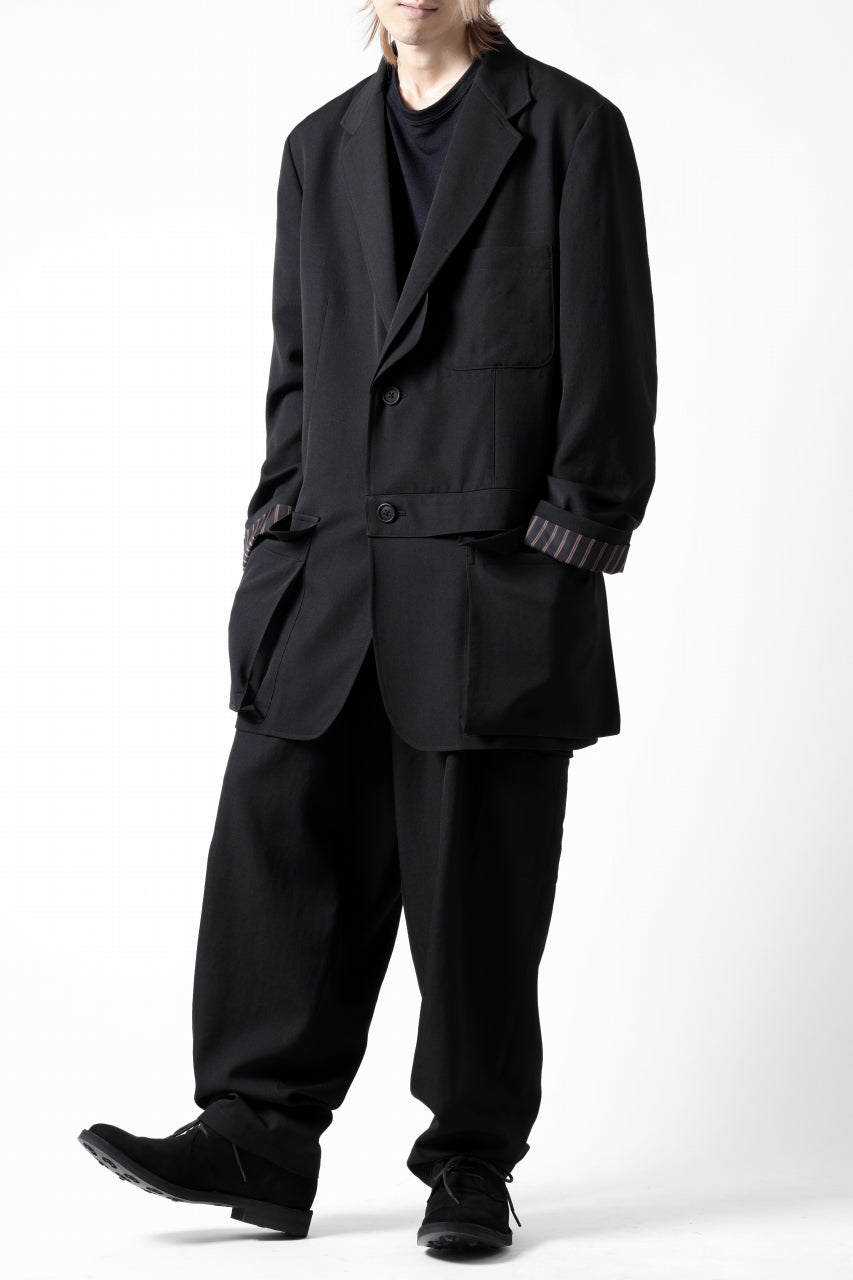 画像をギャラリービューアに読み込む, Y's for men SHAVED CLOTH JACKET / WRINKLED GABARDINE (BLACK)
