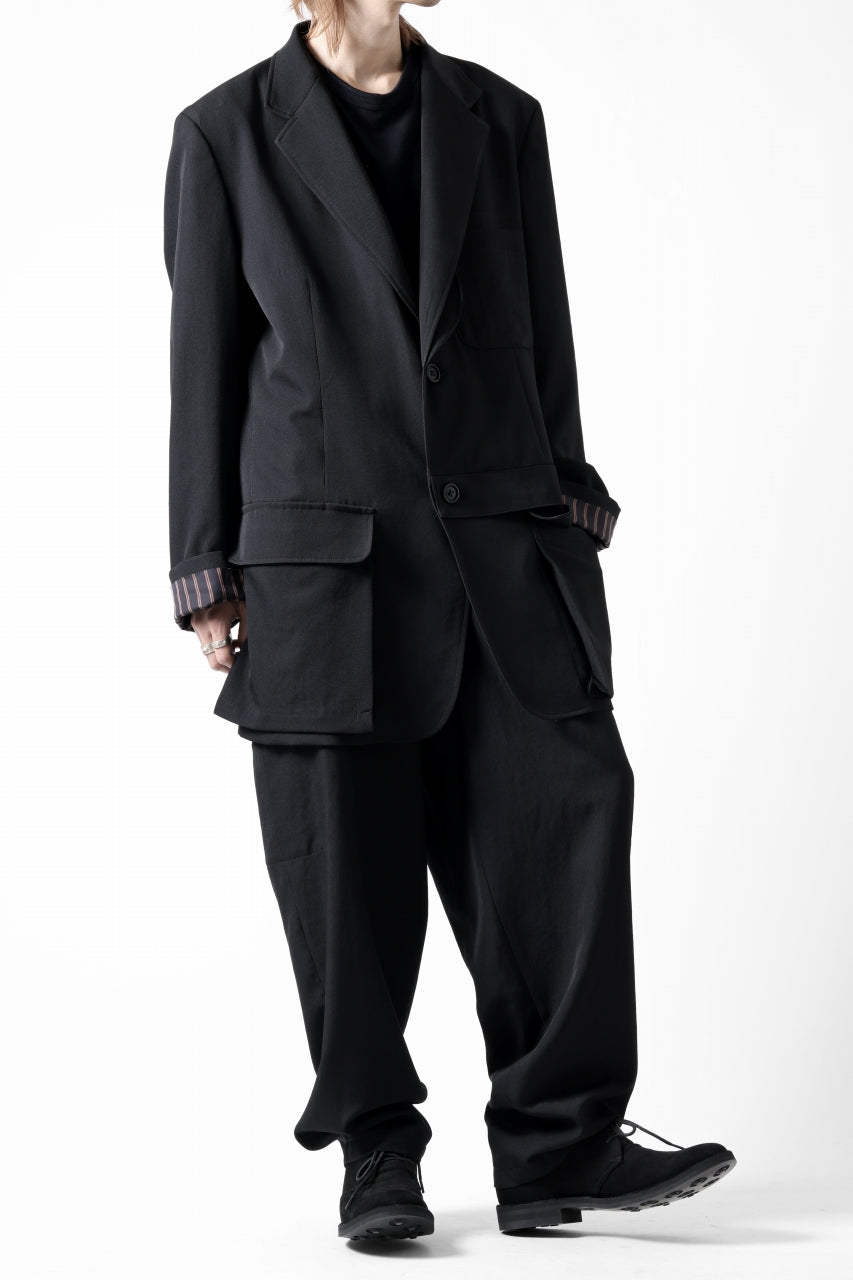 画像をギャラリービューアに読み込む, Y's for men SIDE TUCK CARGO POCKET PANTS / WRINKLED GABARDINE (BLACK)