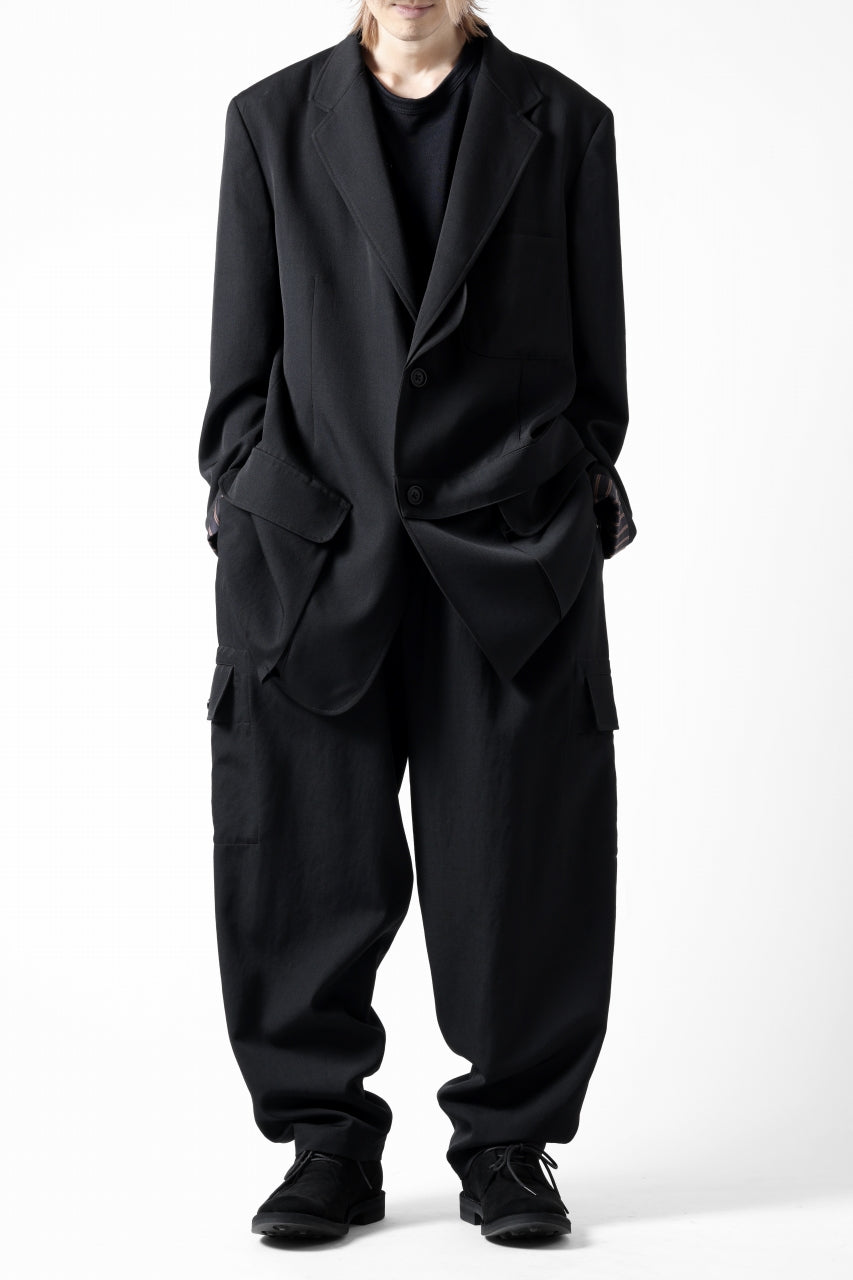 画像をギャラリービューアに読み込む, Y's for men SIDE TUCK CARGO POCKET PANTS / WRINKLED GABARDINE (BLACK)