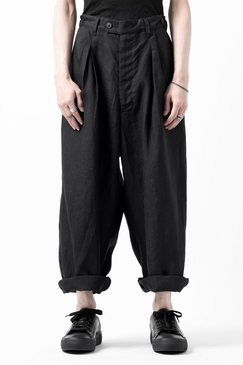 画像をギャラリービューアに読み込む, sus-sous cinematic trousers / 1/4 linen sheeting (BLACK)