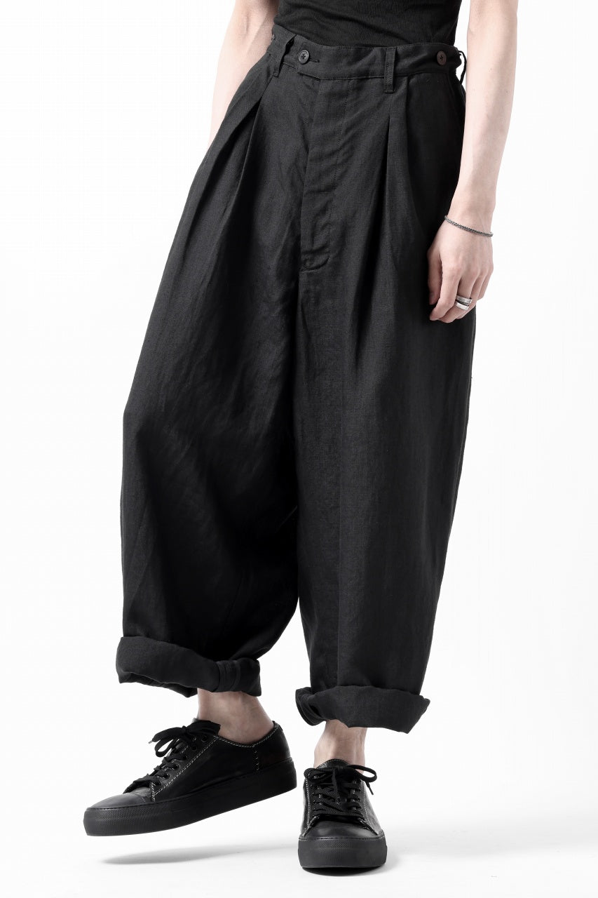 画像をギャラリービューアに読み込む, sus-sous cinematic trousers / 1/4 linen sheeting (BLACK)