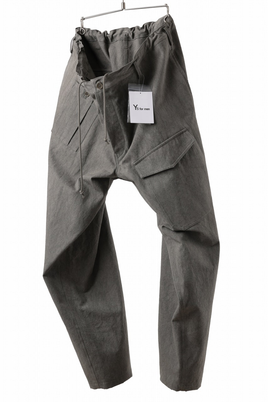画像をギャラリービューアに読み込む, Y's for men WITHSTRING WORK PANTS / COTTON LINEN SULFIDED OZONE (CHARCOAL)