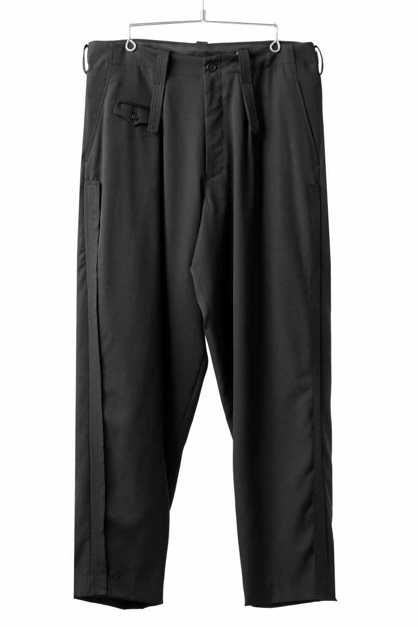 画像をギャラリービューアに読み込む, Y's for men WITH DECORATIVE CLOTH TAPERED PANTS / WRINKLE WOOL GABARDINE (BLACK)