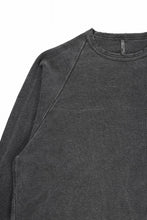 Load image into Gallery viewer, sus-sous raglan L/S tee / dyed & damaged waffle 3/4 Cotton Linen (BLACK)