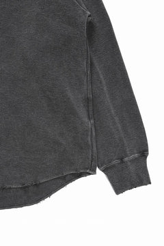 Load image into Gallery viewer, sus-sous raglan L/S tee / dyed & damaged waffle 3/4 Cotton Linen (BLACK)