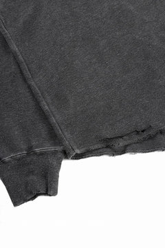 Load image into Gallery viewer, sus-sous raglan L/S tee / dyed & damaged waffle 3/4 Cotton Linen (BLACK)