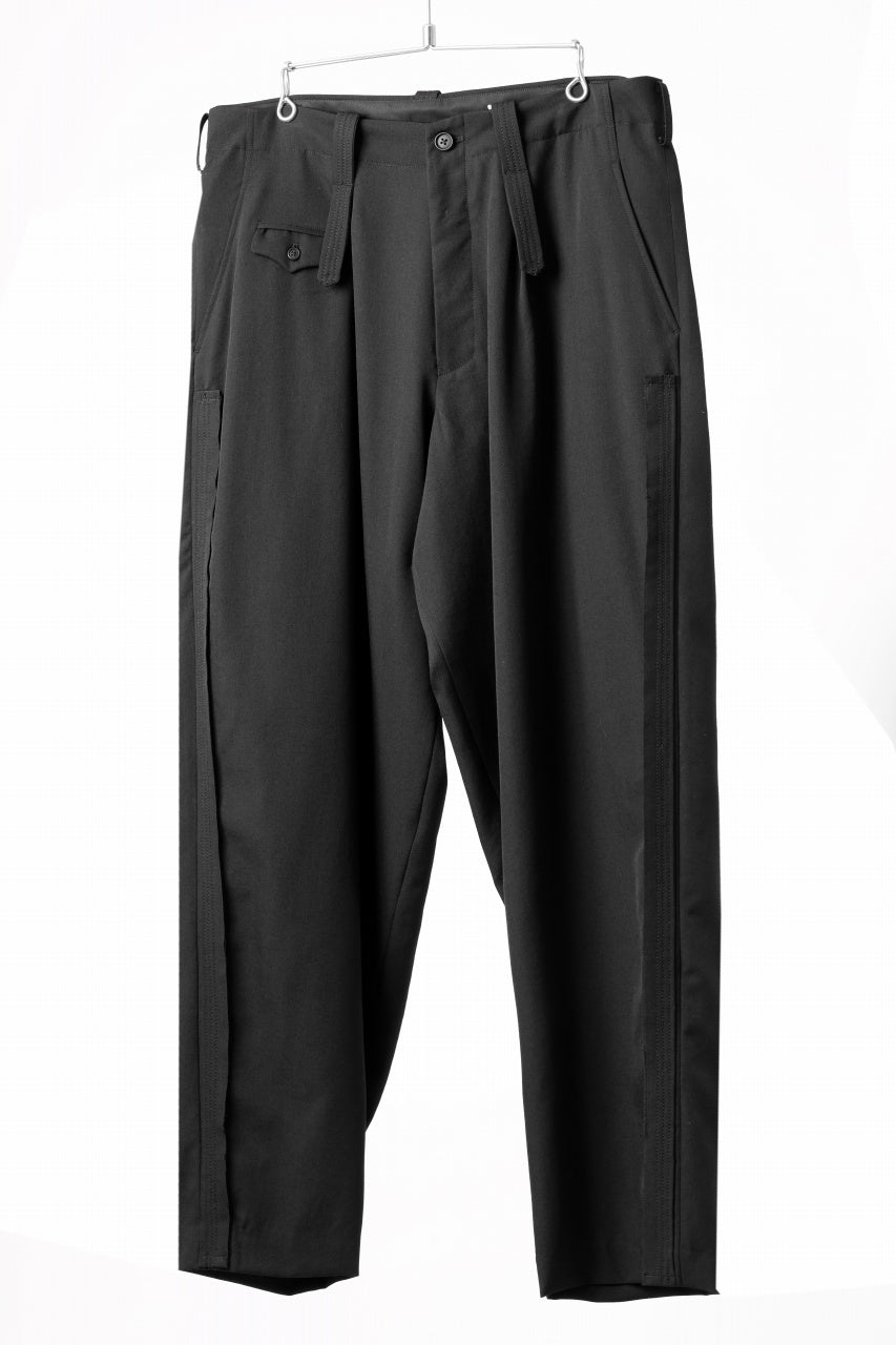 画像をギャラリービューアに読み込む, Y's for men WITH DECORATIVE CLOTH TAPERED PANTS / WRINKLE WOOL GABARDINE (BLACK)