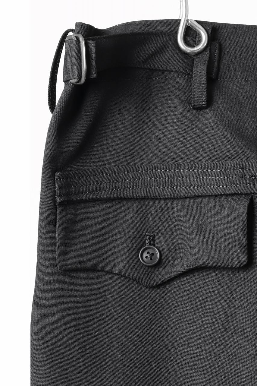 画像をギャラリービューアに読み込む, Y's for men WITH DECORATIVE CLOTH TAPERED PANTS / WRINKLE WOOL GABARDINE (BLACK)