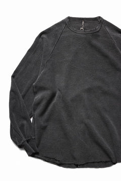 Load image into Gallery viewer, sus-sous raglan L/S tee / dyed & damaged waffle 3/4 Cotton Linen (BLACK)