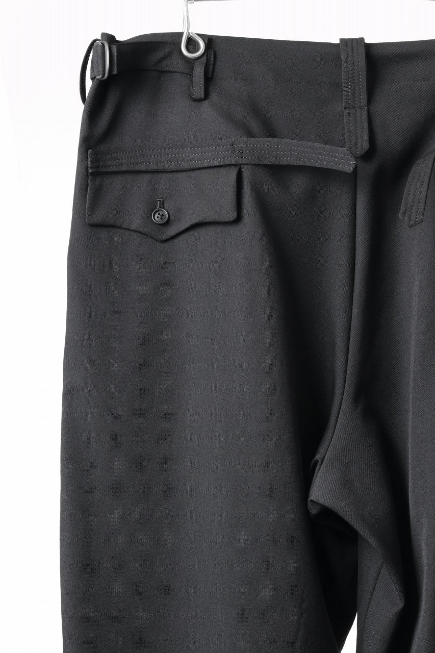 画像をギャラリービューアに読み込む, Y's for men WITH DECORATIVE CLOTH TAPERED PANTS / WRINKLE WOOL GABARDINE (BLACK)