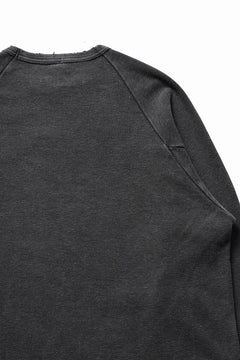 Load image into Gallery viewer, sus-sous raglan L/S tee / dyed & damaged waffle 3/4 Cotton Linen (BLACK)