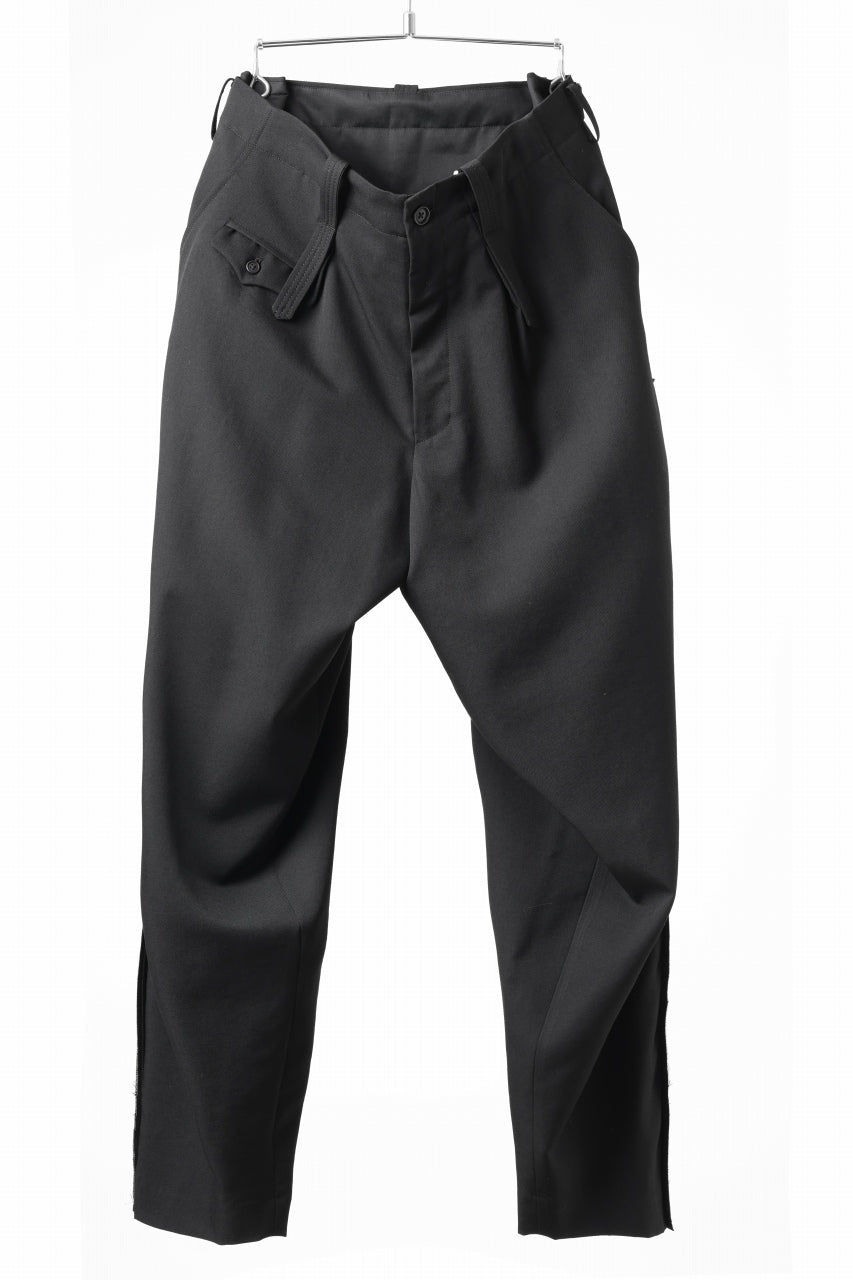 画像をギャラリービューアに読み込む, Y's for men WITH DECORATIVE CLOTH TAPERED PANTS / WRINKLE WOOL GABARDINE (BLACK)