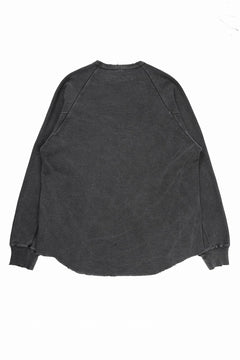 Load image into Gallery viewer, sus-sous raglan L/S tee / dyed & damaged waffle 3/4 Cotton Linen (BLACK)