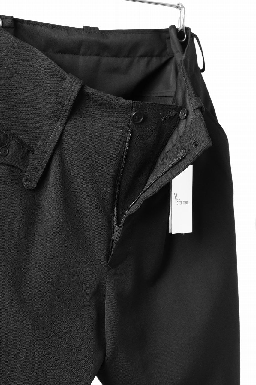 画像をギャラリービューアに読み込む, Y's for men WITH DECORATIVE CLOTH TAPERED PANTS / WRINKLE WOOL GABARDINE (BLACK)