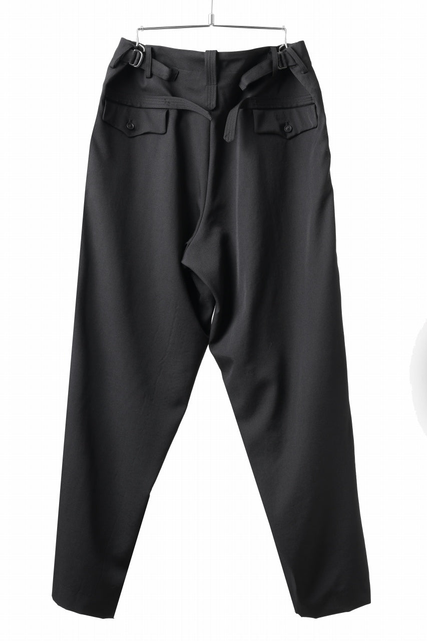 画像をギャラリービューアに読み込む, Y's for men WITH DECORATIVE CLOTH TAPERED PANTS / WRINKLE WOOL GABARDINE (BLACK)