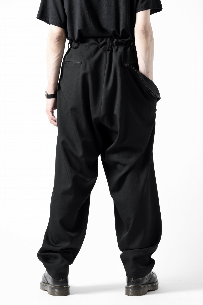 画像をギャラリービューアに読み込む, Y's for men BACK SIDE ZIPPER PANTS / WRINKLED GABARDINE (BLACK)
