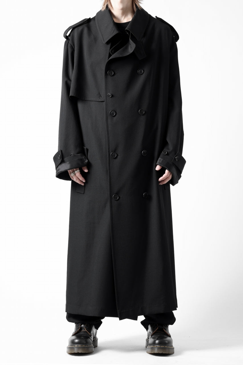 画像をギャラリービューアに読み込む, Y's for men TRENCH COAT / WRINKLED GABARDINE (BLACK)