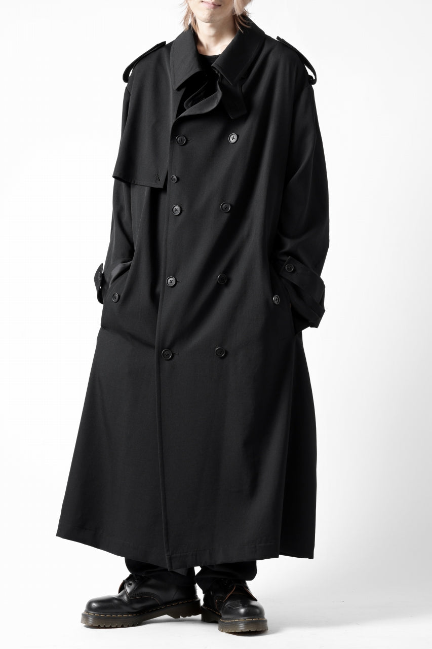 画像をギャラリービューアに読み込む, Y's for men TRENCH COAT / WRINKLED GABARDINE (BLACK)