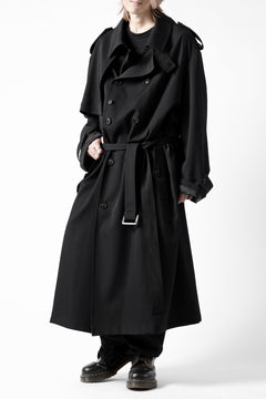 画像をギャラリービューアに読み込む, Y's for men TRENCH COAT / WRINKLED GABARDINE (BLACK)
