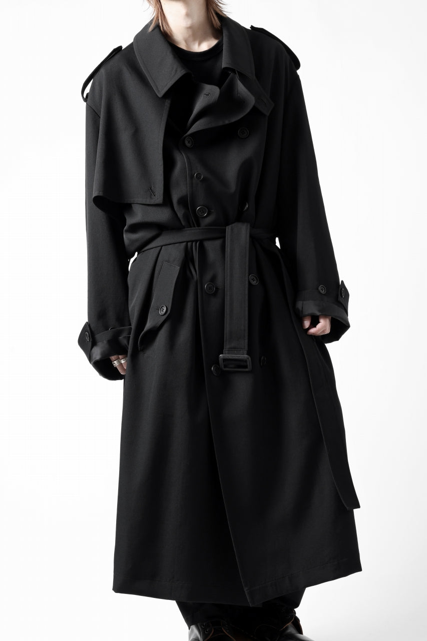 画像をギャラリービューアに読み込む, Y's for men TRENCH COAT / WRINKLED GABARDINE (BLACK)