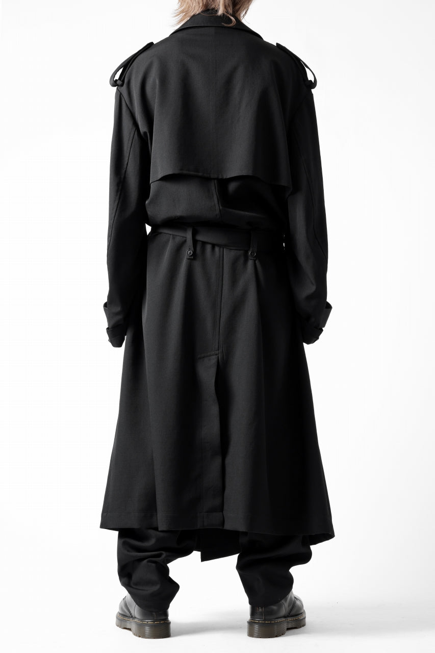 画像をギャラリービューアに読み込む, Y's for men TRENCH COAT / WRINKLED GABARDINE (BLACK)