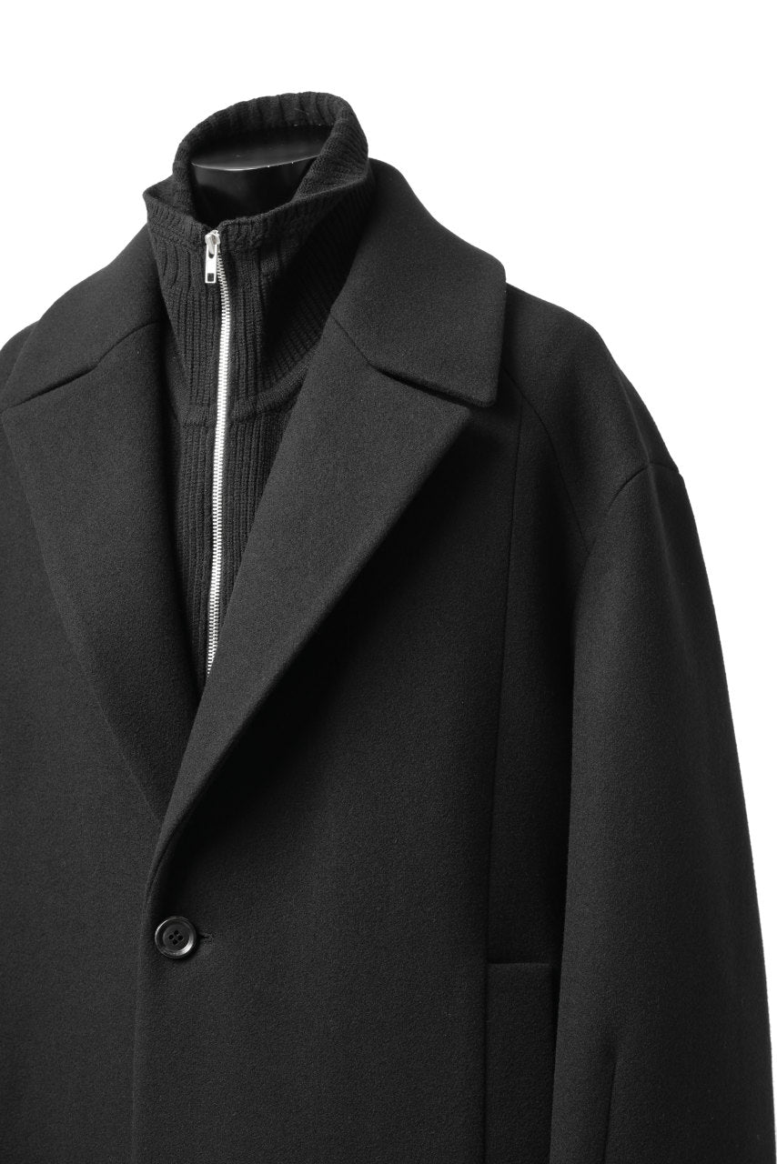 画像をギャラリービューアに読み込む, Juun.J Over Fit Knit Paneled Long Single Coat (BLACK)