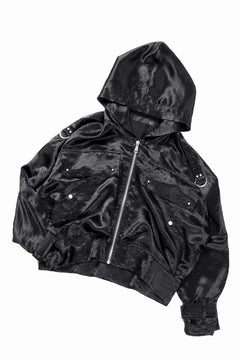 画像をギャラリービューアに読み込む, A.F ARTEFACT SATIN MILITARY HOODIE BLOUSON (BLACK)