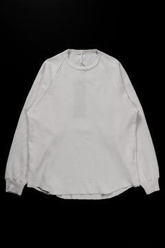 Load image into Gallery viewer, sus-sous raglan L/S tee / dyed & damaged waffle 3/4 Cotton Linen (WHITE)