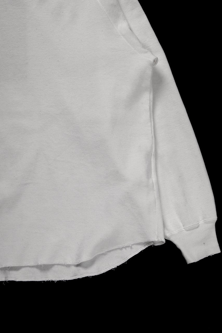 Load image into Gallery viewer, sus-sous raglan L/S tee / dyed & damaged waffle 3/4 Cotton Linen (WHITE)