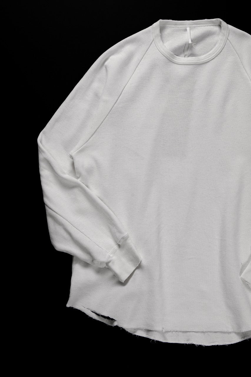 Load image into Gallery viewer, sus-sous raglan L/S tee / dyed & damaged waffle 3/4 Cotton Linen (WHITE)