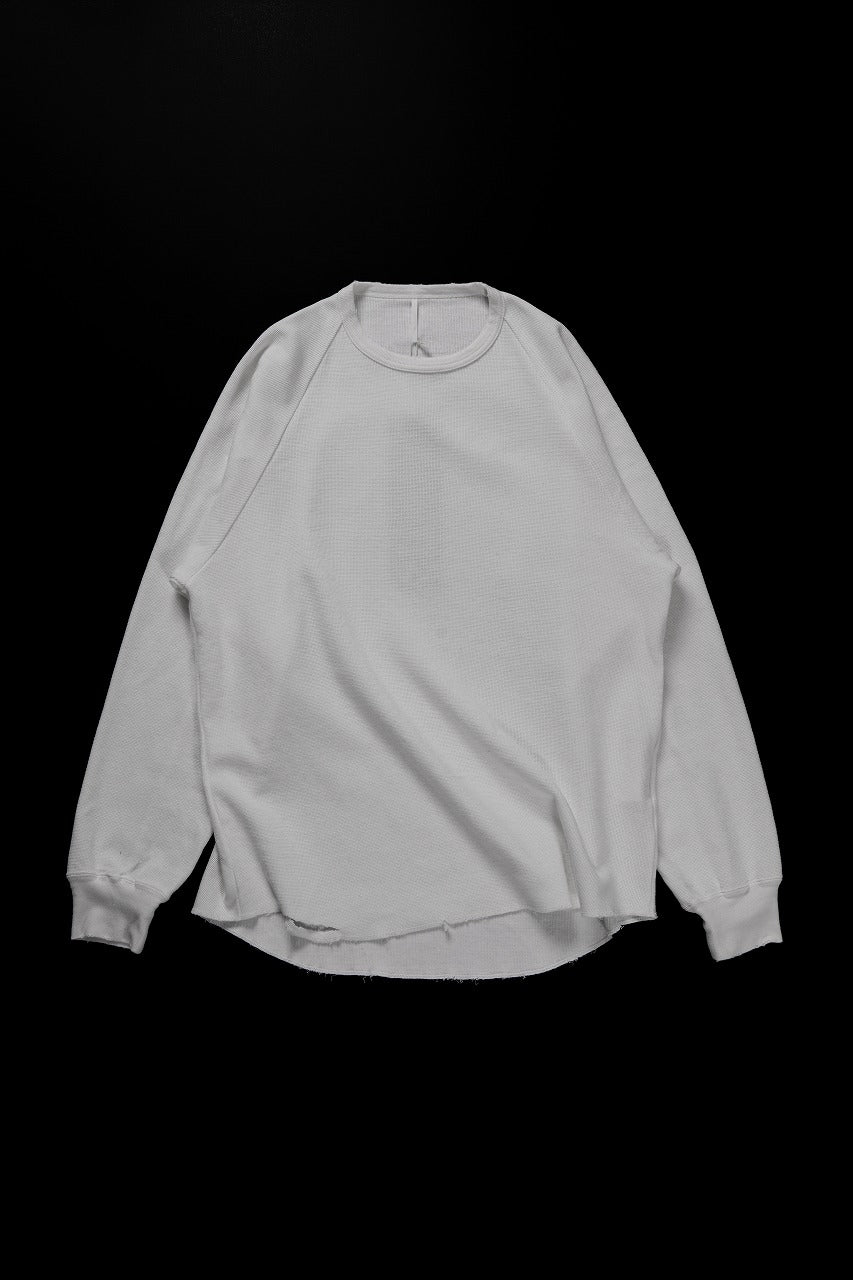 Load image into Gallery viewer, sus-sous raglan L/S tee / dyed & damaged waffle 3/4 Cotton Linen (WHITE)