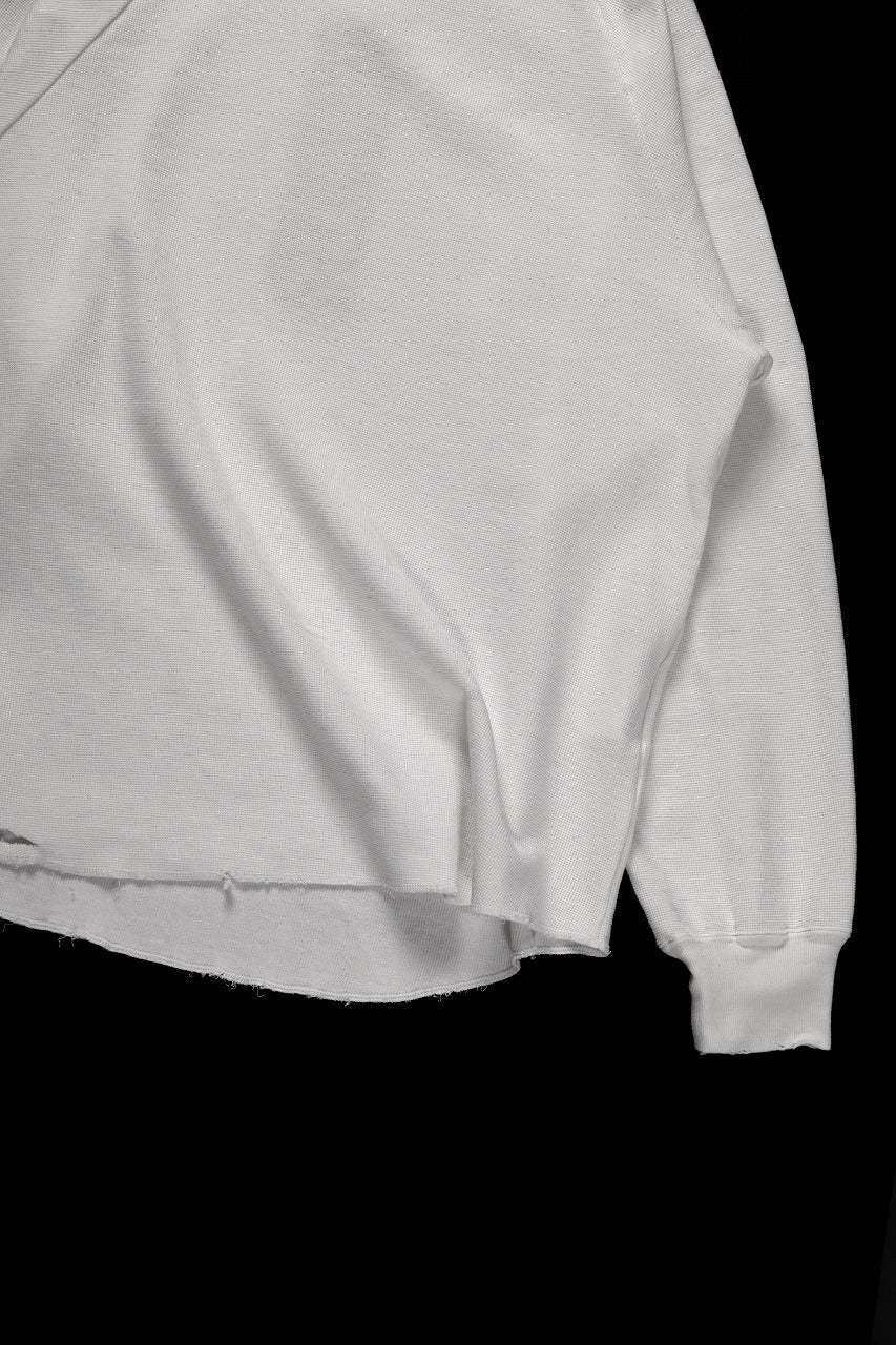 Load image into Gallery viewer, sus-sous raglan L/S tee / dyed & damaged waffle 3/4 Cotton Linen (WHITE)