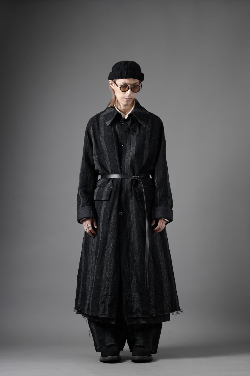 画像をギャラリービューアに読み込む, KLASICA AVOIR Ⅱ CUT OFF MAC COAT / IRREGULAR STRIPED ROUGH TWEED (BLACK)