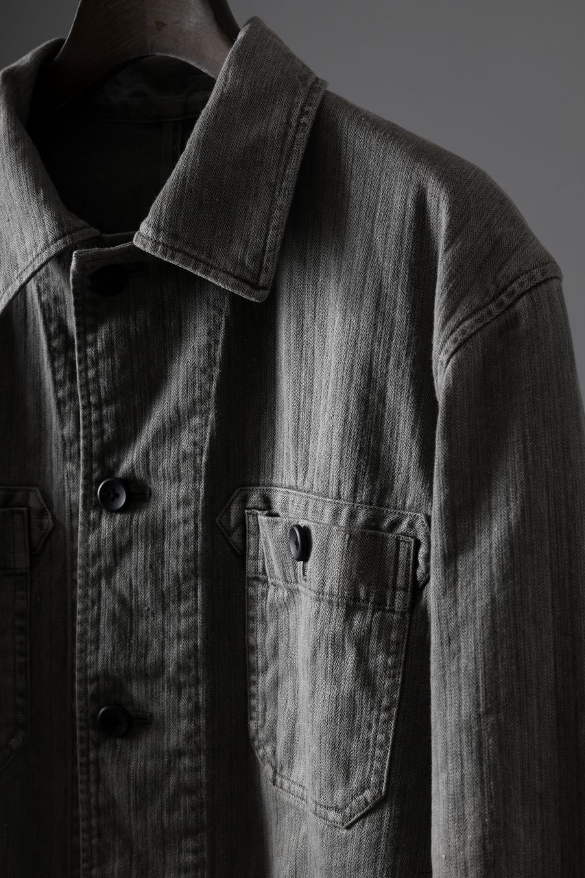 画像をギャラリービューアに読み込む, sus-sous germany work jacket / cotton linen herringbone (sumi)