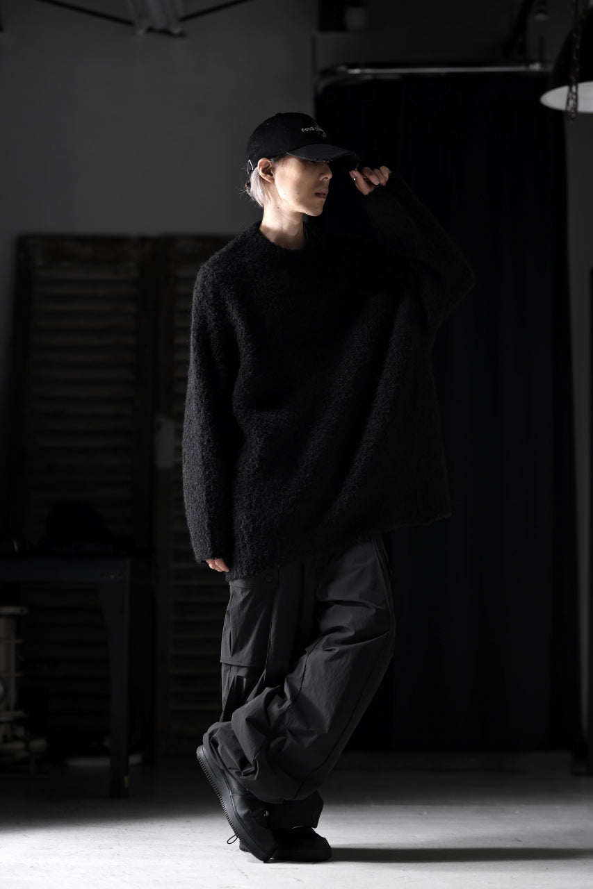 画像をギャラリービューアに読み込む, TARO HORIUCHI / th products Inflated Oversized Crew / 1/4.5 kasuri loop knit (black)