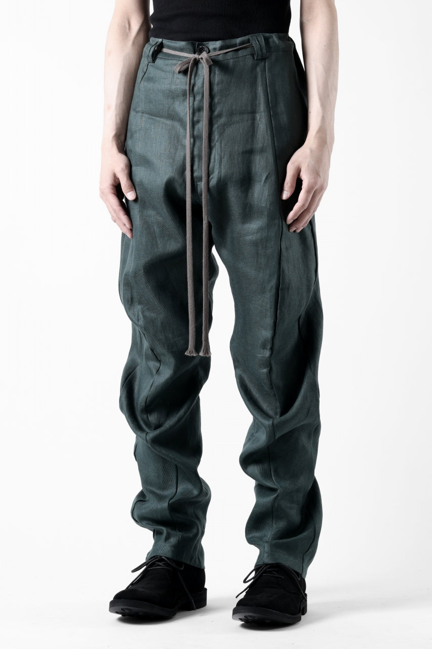 画像をギャラリービューアに読み込む, A.F ARTEFACT CURVED LONG PANTS / LINEN TWILL (GREEN)