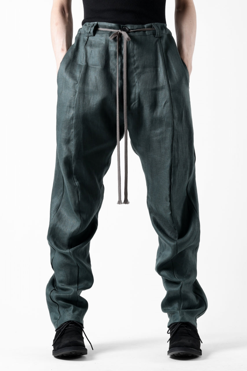 画像をギャラリービューアに読み込む, A.F ARTEFACT CURVED LONG PANTS / LINEN TWILL (GREEN)