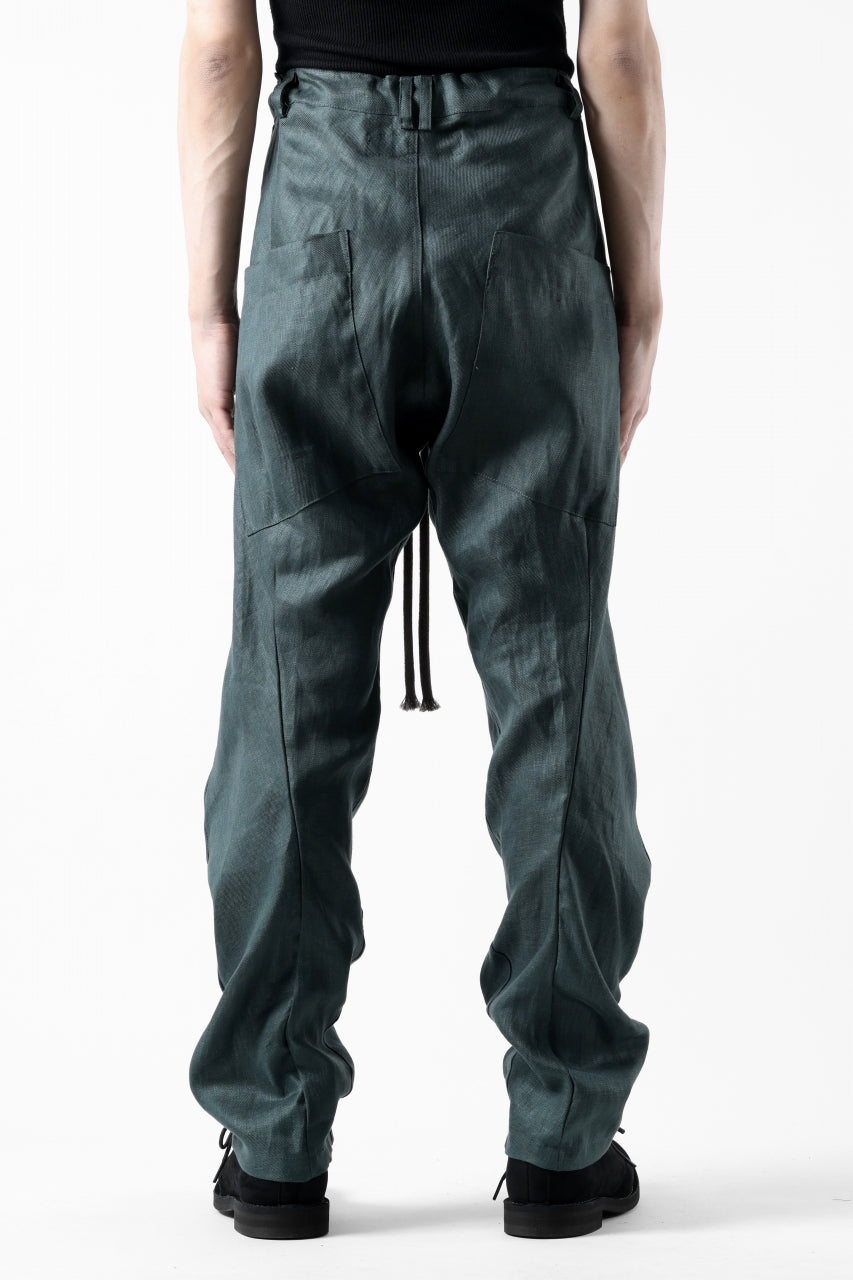 画像をギャラリービューアに読み込む, A.F ARTEFACT CURVED LONG PANTS / LINEN TWILL (GREEN)
