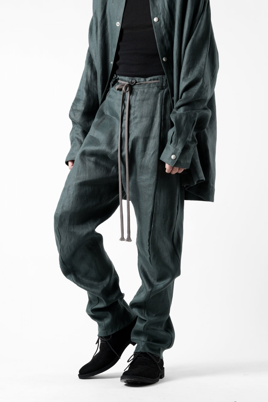 画像をギャラリービューアに読み込む, A.F ARTEFACT CURVED LONG PANTS / LINEN TWILL (GREEN)