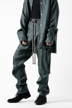 画像をギャラリービューアに読み込む, A.F ARTEFACT CURVED LONG PANTS / LINEN TWILL (GREEN)