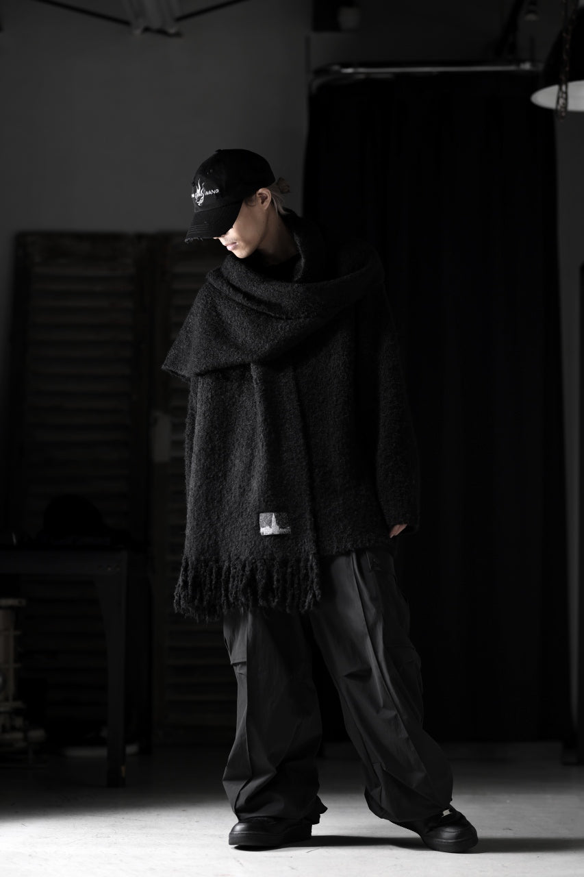 画像をギャラリービューアに読み込む, th products Inflated Scarf / 1/4.5 kasuri loop knit (black)